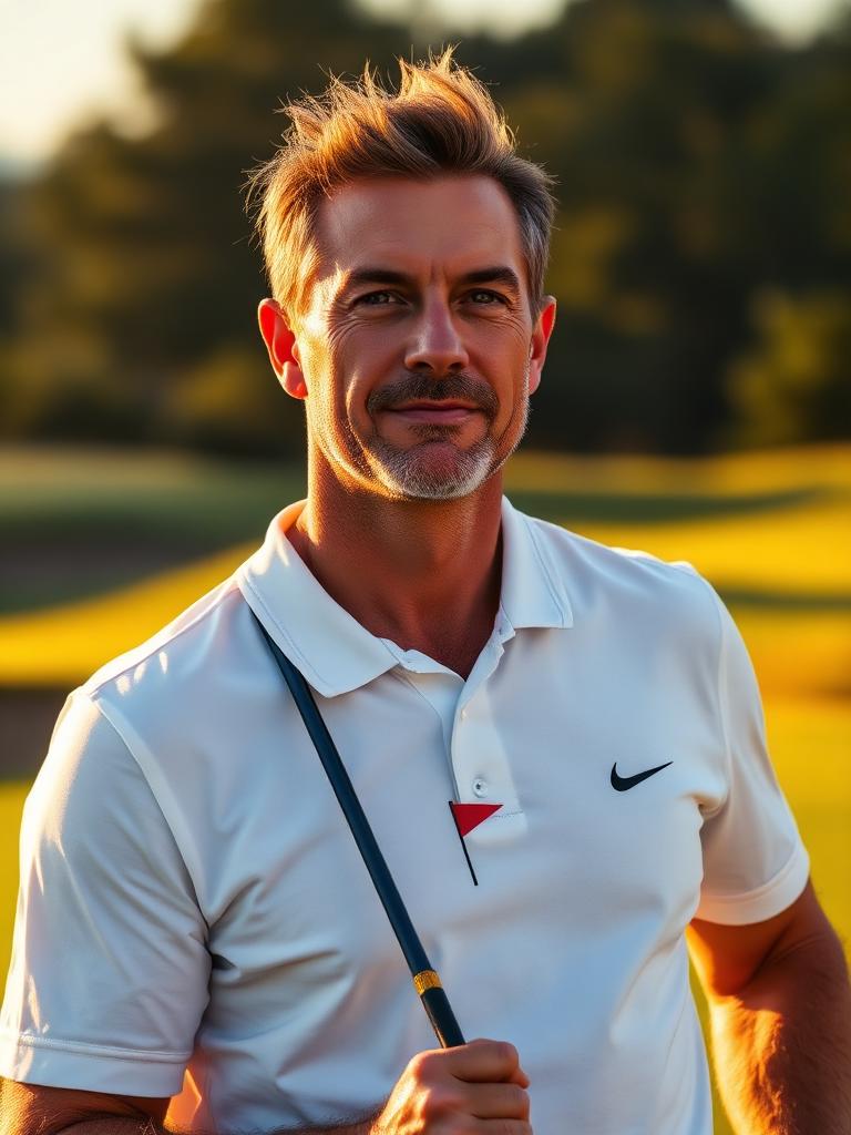 Golfer wearing graphic tee