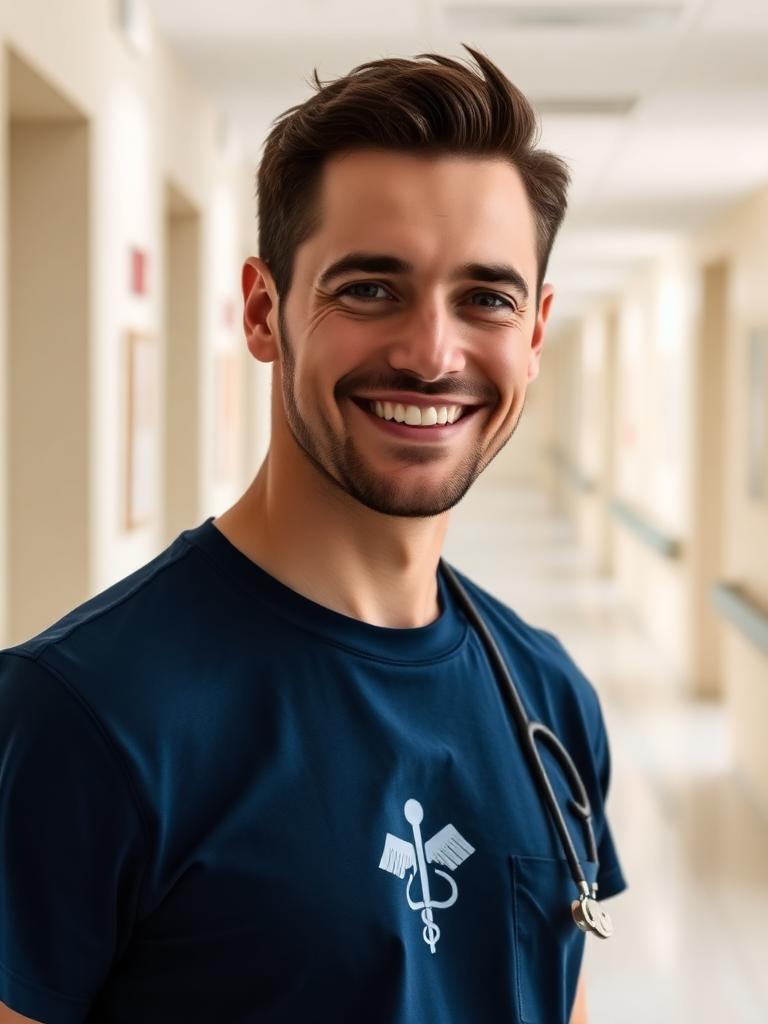 Nurse wearing graphic tee